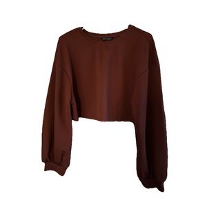 Shein L Women's Timing Polyester/Spandex White Long Sleeve‎ Round Neck Shirt